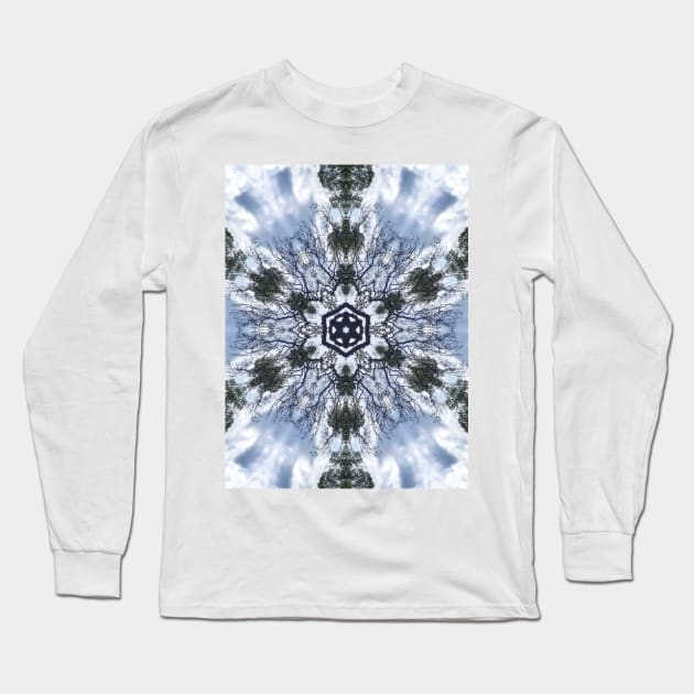 Organic Trees and Cloud Textile Pattern Edit Long Sleeve T-Shirt by Zen Goat 